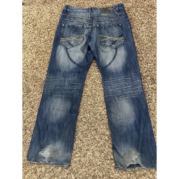 Rocawear Jeans Mens 36x32 Blue Original Fit Distressed Denim Relaxed Hip Hop Y2K - Picture 1 of 7